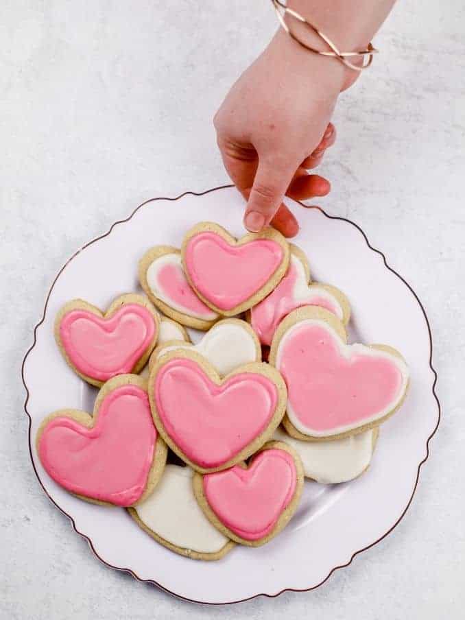 Ginger sugar cookies with pink icing.