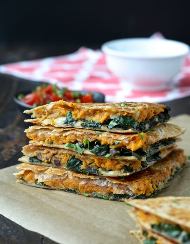 Quesadillas with sweet potato filling.