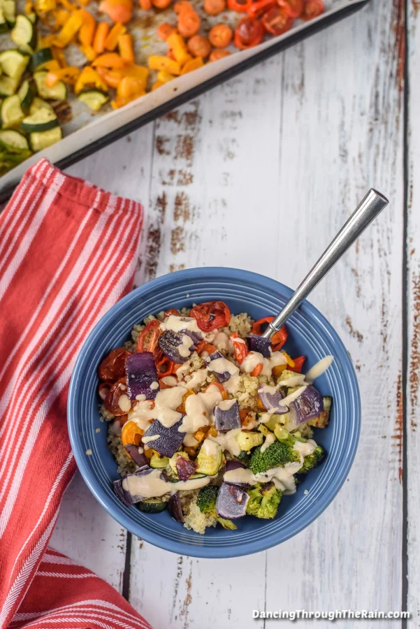 A bowl of rainbow colored vegetables.