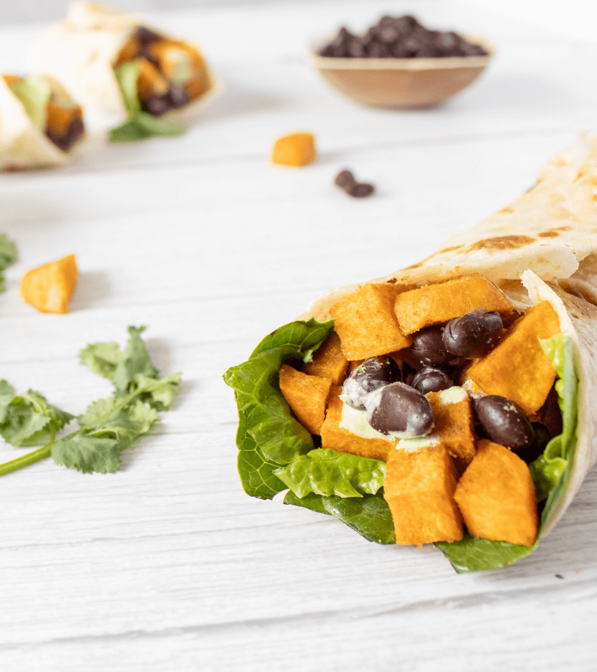 Sweet potato and black bean tacos.