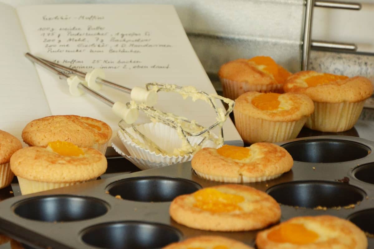 Muffins in a tin.