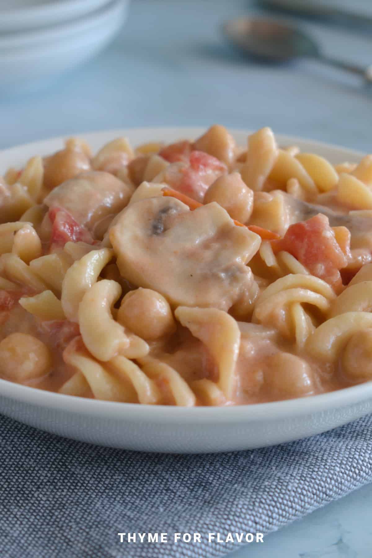 Mushroom pasta with coconut milk.
