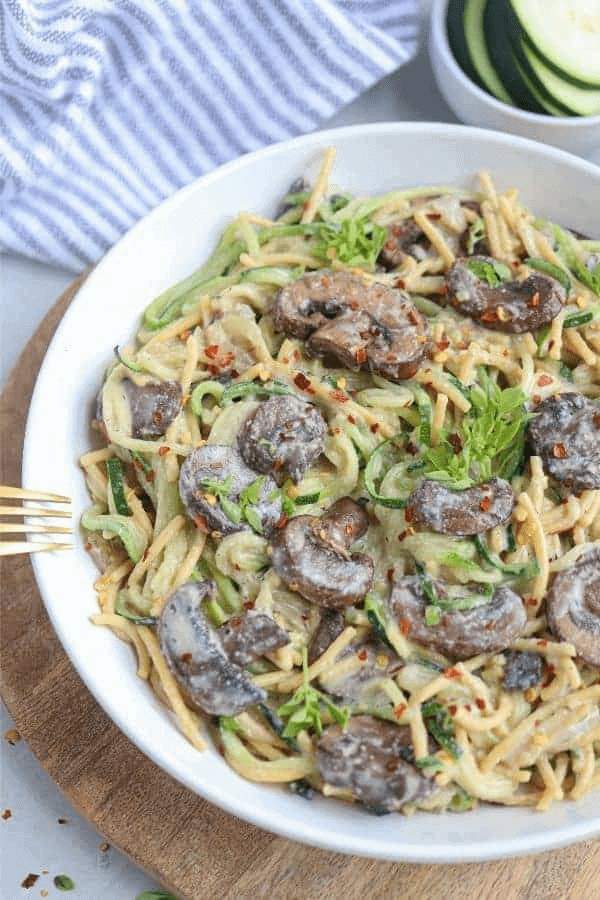 Vegan mushroom pasta.