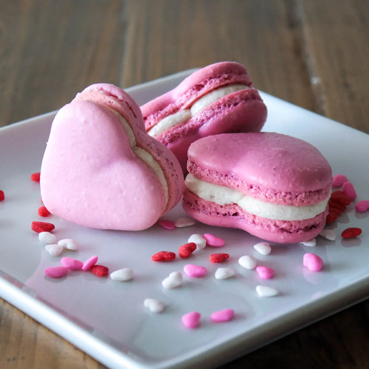 Pink heart macarons.