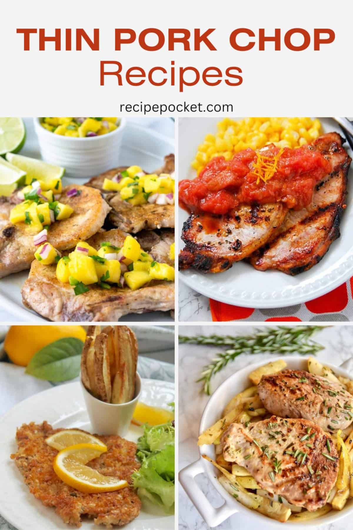 Main image for blog post on thin pork chop recipes.