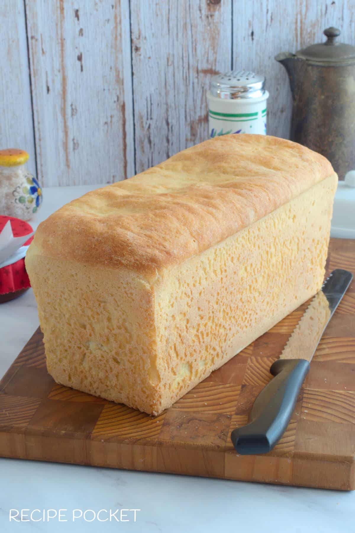 A loaf of white bread.
