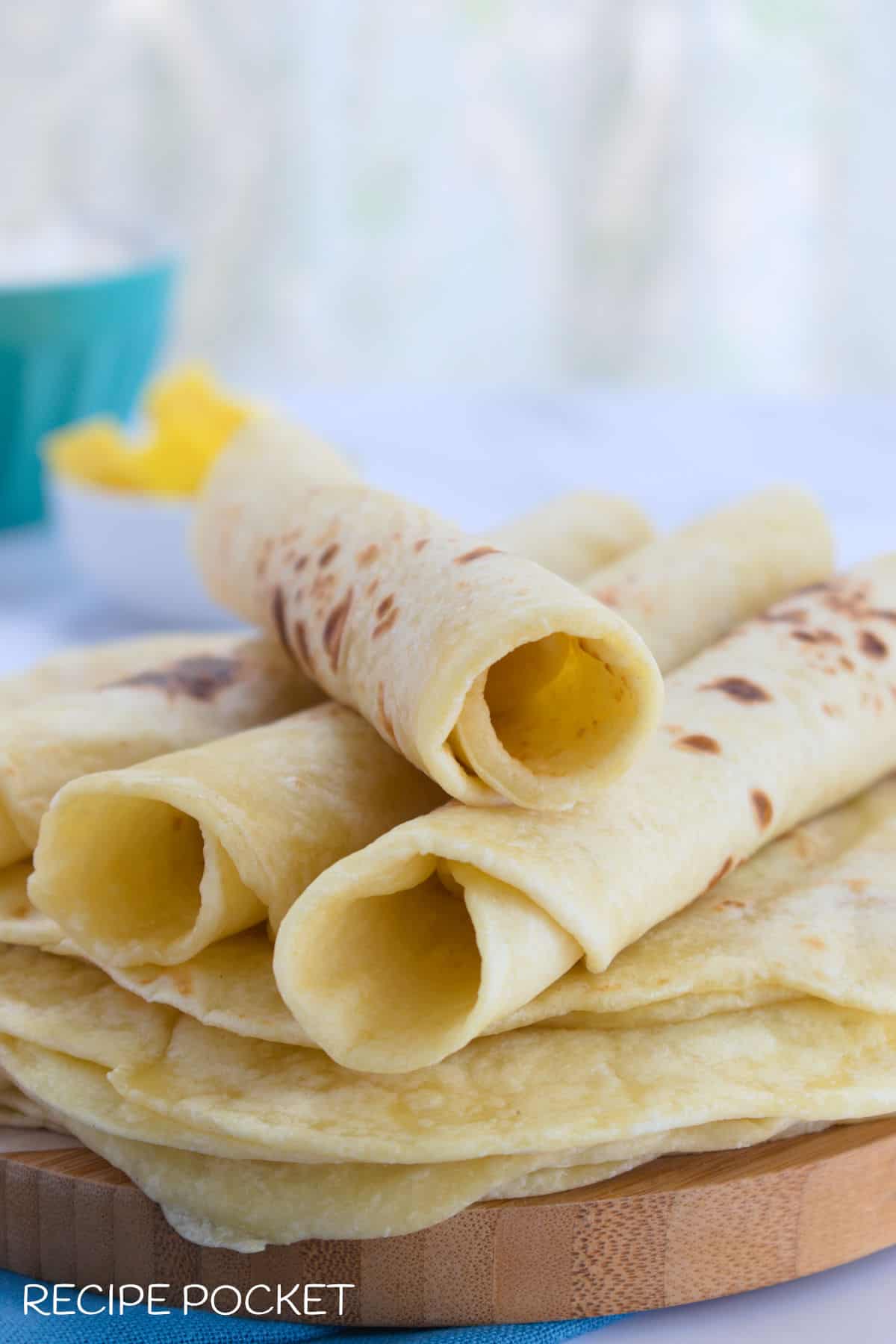 A close up of soft flour tortillas.