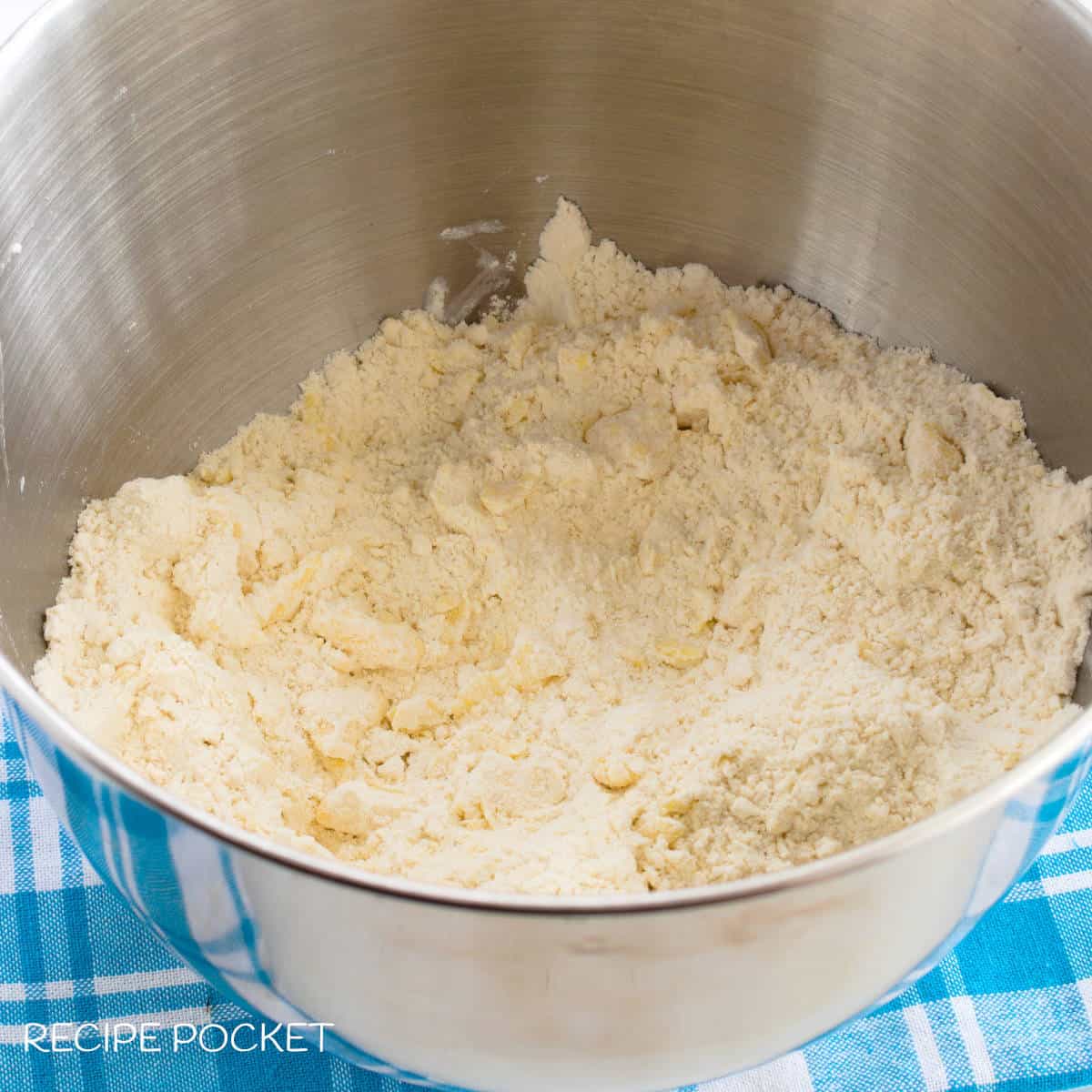 Flour and butter mixed to resemble coarse breadcrumbs.