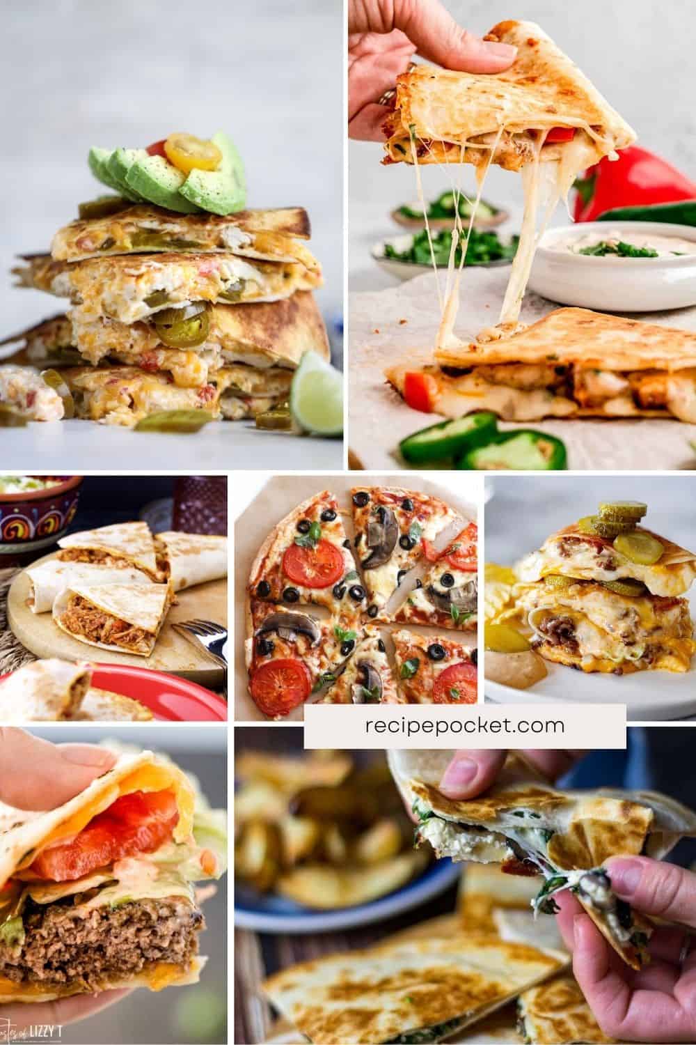 Nine different quesadilla recipe images.